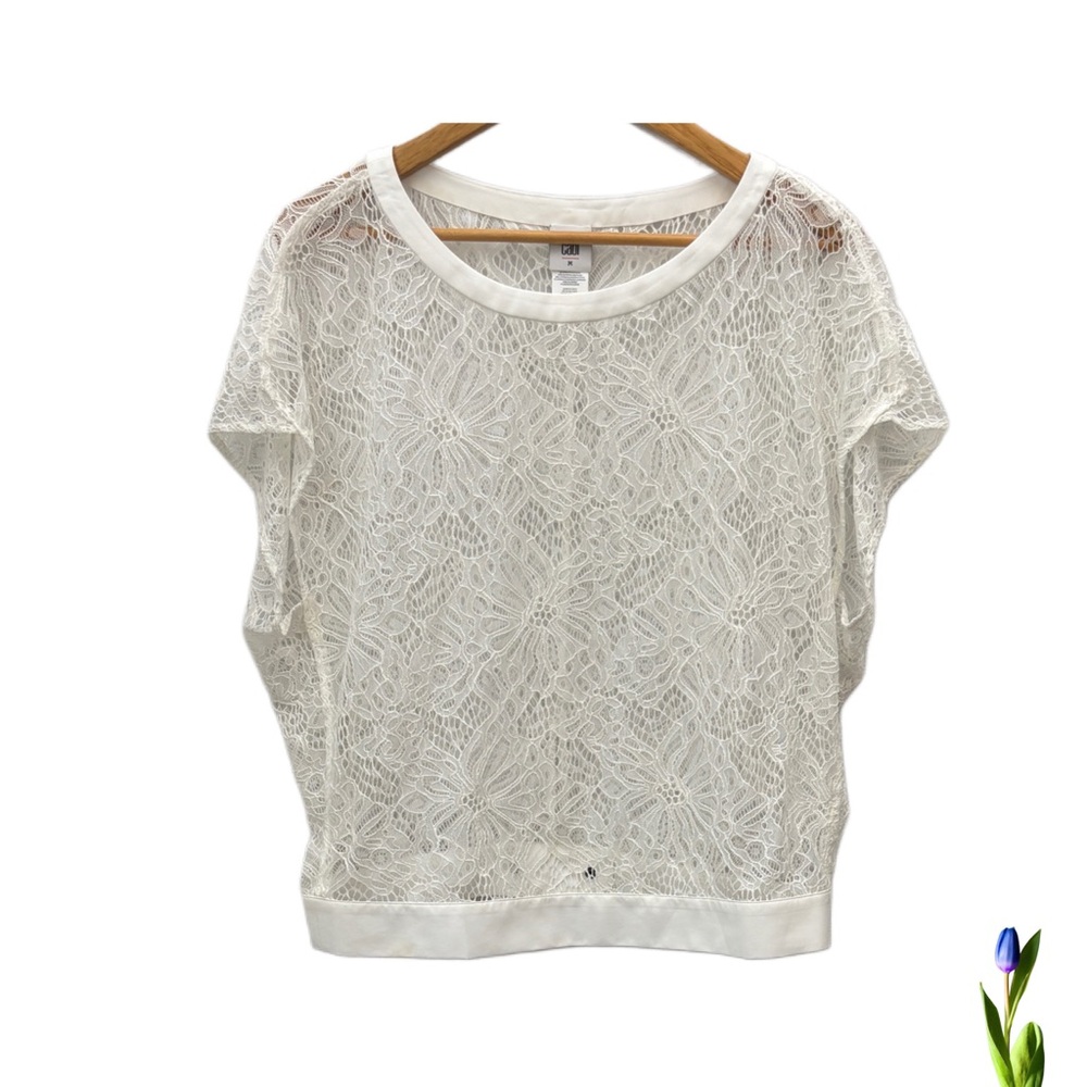 CAbi White Boxy Blouse Crop Top